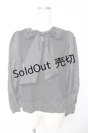 画像: evelyn / タイ付きカットソー  黒 Y-25-11-24-043-LO-TO-SZ-ZS