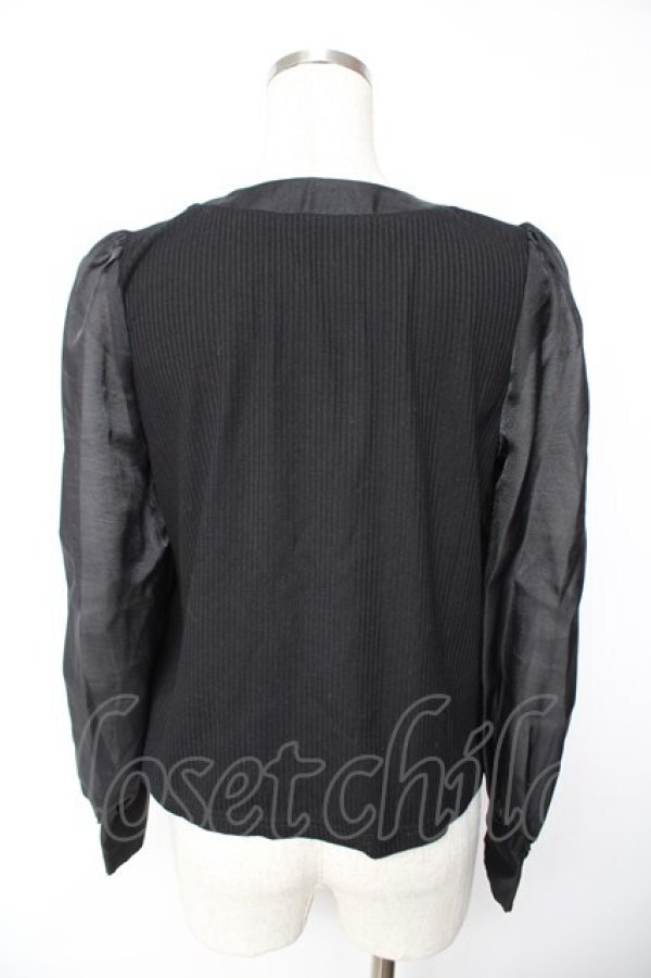 画像2: evelyn / タイ付きカットソー  黒 Y-25-11-24-043-LO-TO-SZ-ZY (2)