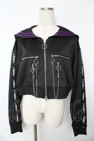 画像: Amilige / セーラーカラーフロントZIPジャージ F ブラック×パープル Y-25-11-24-062-PU-TO-SZ-ZY