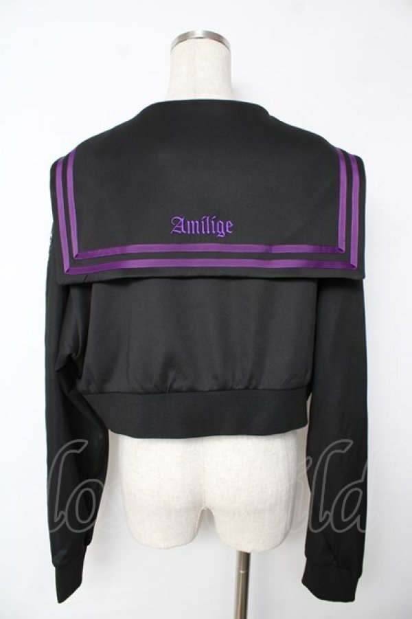 画像2: Amilige / セーラーカラーフロントZIPジャージ F ブラック×パープル Y-25-11-24-062-PU-TO-SZ-ZY (2)