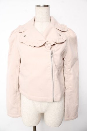 画像: Ank Rouge / 2020年 Happy Ba フリルライダースジャケット M ピンク Y-25-11-24-066-CA-JA-SZ-ZY