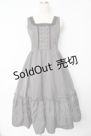 画像: m petit by misako / TT*AOKストライプジャンパースカート M 灰 Y-25-11-24-073-LO-OP-SZ-ZY