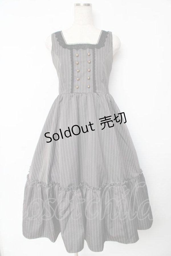 画像1: m petit by misako / TT*AOKストライプジャンパースカート M 灰 Y-25-11-24-073-LO-OP-SZ-ZY (1)