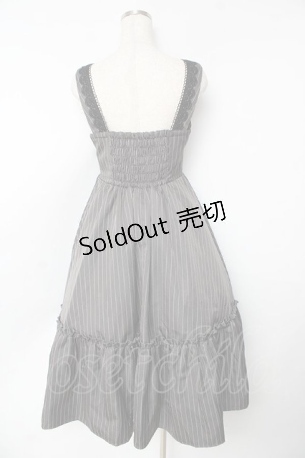 画像2: m petit by misako / TT*AOKストライプジャンパースカート M 灰 Y-25-11-24-073-LO-OP-SZ-ZY (2)