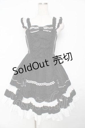 画像: Angelic Pretty / Sweetフリルジャンパースカート  黒×白 Y-25-11-24-094-AP-OP-SZ-ZS