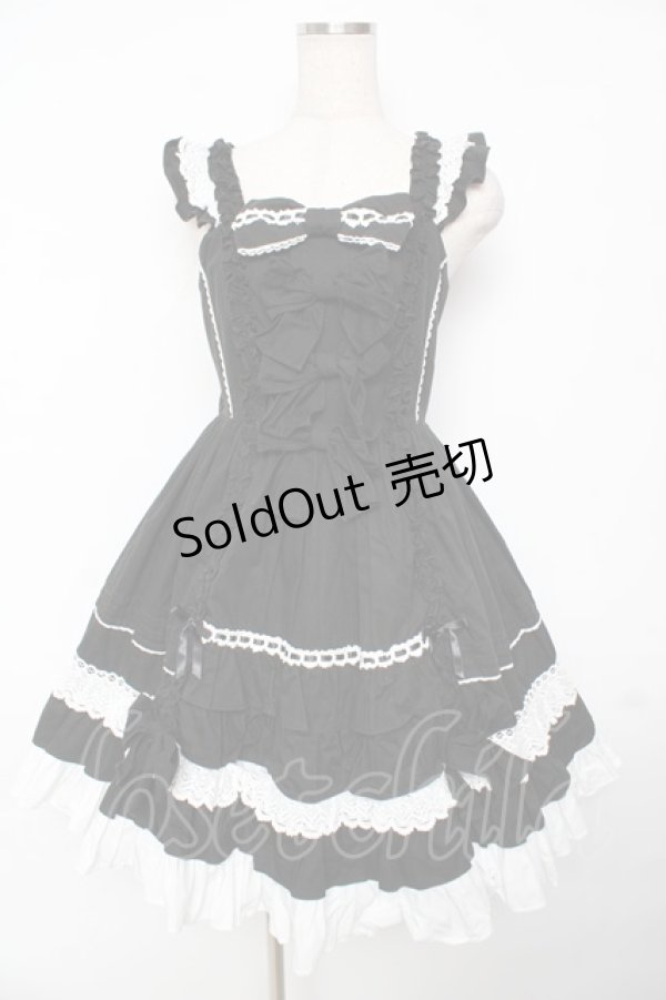 画像1: Angelic Pretty / Sweetフリルジャンパースカート  黒×白 Y-25-11-24-094-AP-OP-SZ-ZS (1)