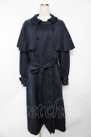 画像: axes femme / 刺繍ケープトレンチコート M 紺 Y-25-11-24-095-AX-CO-SZ-ZY