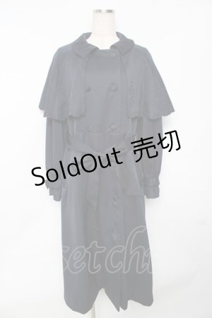 画像: axes femme / 刺繍ケープトレンチコート M 紺 Y-25-11-24-095-AX-CO-SZ-ZI