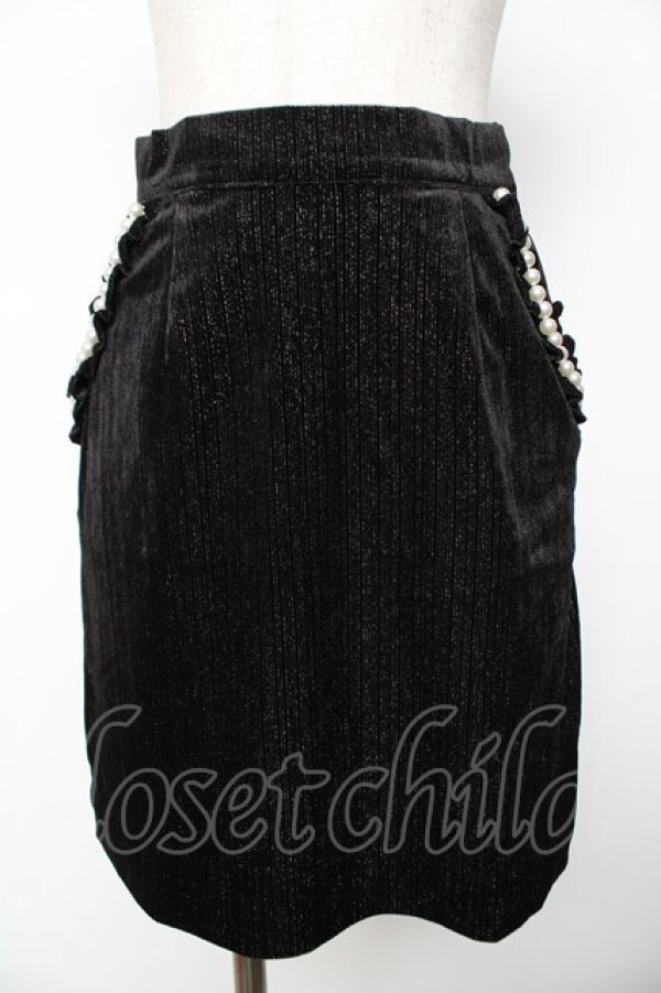 画像1: axes femme POETIQUE / ベロアミニスカート M 黒 Y-25-11-24-123-AX-SK-SZ-ZI (1)