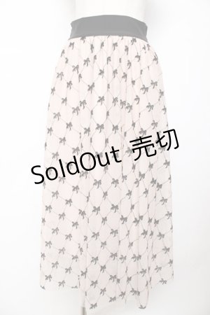 画像: evelyn / リボン柄シアー重ねスカート  ピンク Y-25-11-24-127-LO-SK-SZ-ZY