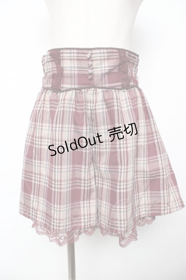 画像1: axes femme / チェックショートパンツ  ワイン Y-25-11-24-128-AX-PA-SZ-ZI (1)