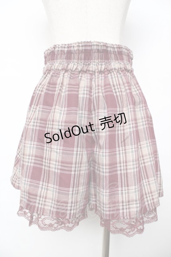 画像2: axes femme / チェックショートパンツ  ワイン Y-25-11-24-128-AX-PA-SZ-ZI (2)