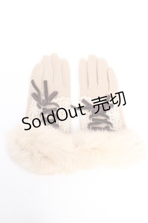 画像: axes femme / レースアップファー付き手袋  ベージュ Y-25-11-24-015-AX-ZA-SZ-ZY