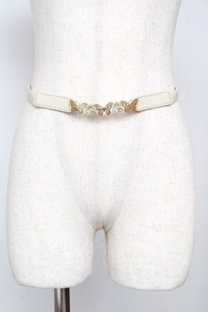 画像: axes femme / 蝶バックル細ベルト  生成り Y-25-11-24-017-AX-ZA-SZ-ZY