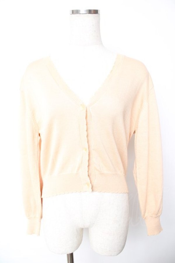 画像1: F&A / シアーフラワー釦UVカットニットカーディガン F ライトオレンジ Y-25-11-24-040-LO-TO-SZ-ZY (1)