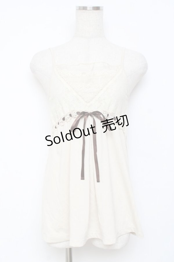 画像1: axes femme / はしごレースリボンキャミソール M 生成り Y-25-11-26-035-AX-TO-SZ-ZY (1)