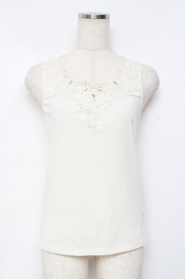 画像1: axes femme / /ビジュー×レースタンクトップ M 生成り Y-25-11-26-036-AX-TO-SZ-ZI (1)