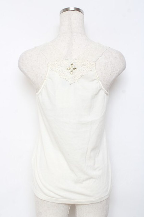 画像2: axes femme / /ビジュー×レースタンクトップ M 生成り Y-25-11-26-036-AX-TO-SZ-ZI (2)