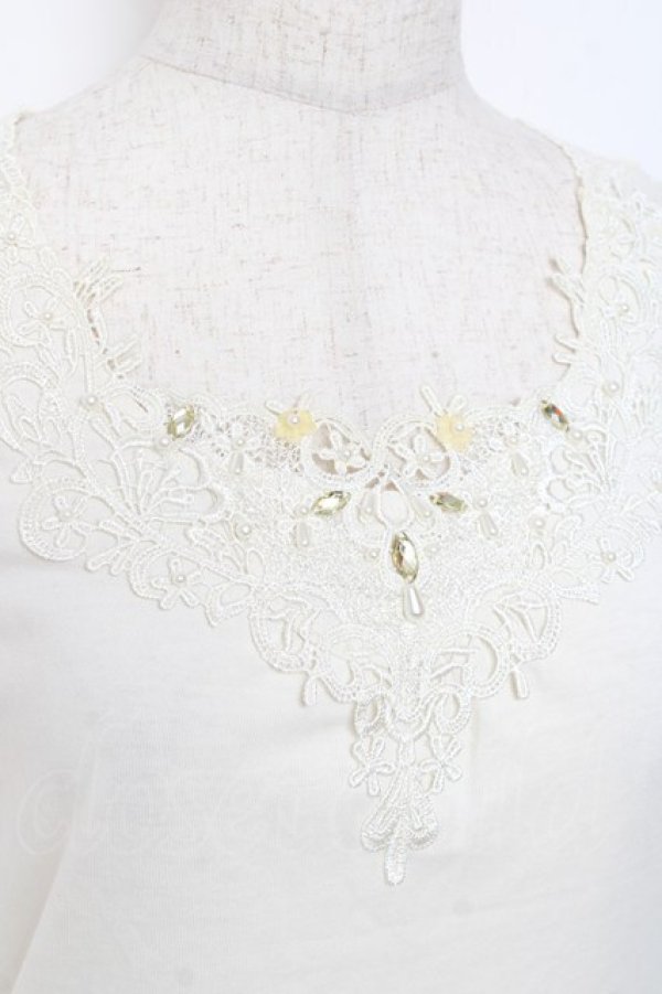 画像3: axes femme / /ビジュー×レースタンクトップ M 生成り Y-25-11-26-036-AX-TO-SZ-ZI (3)