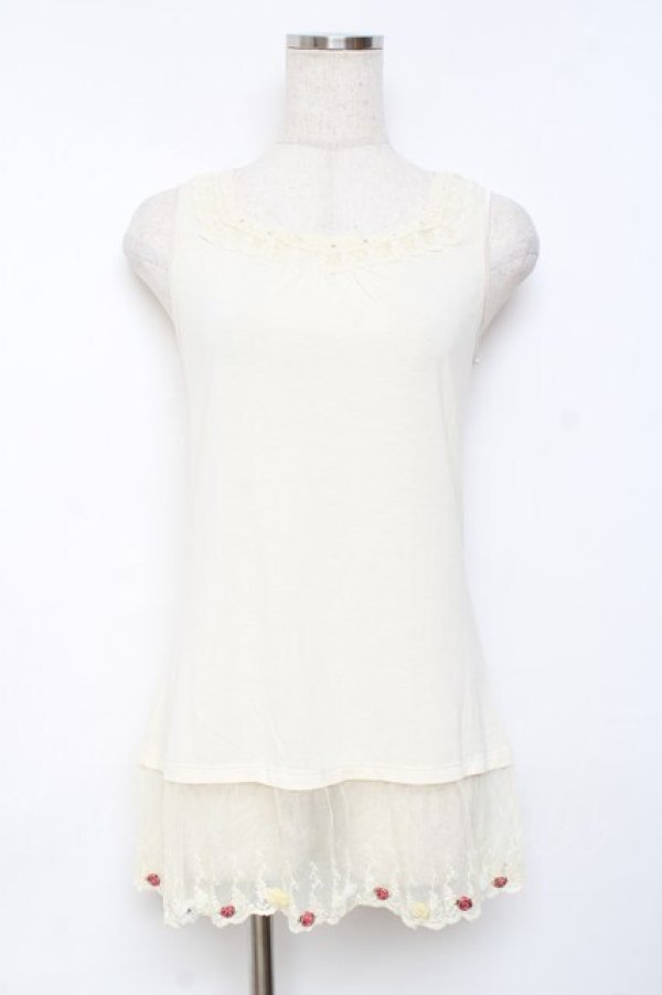 画像1: axes femme / 裾フラワータンク M 生成り Y-25-11-26-037-AX-TO-SZ-ZI (1)