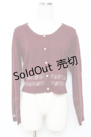 画像: axes femme / メロディー刺繍カーディガン M ワイン Y-25-11-26-051-AX-TO-SZ-ZY
