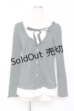 画像: axes femme / 音符刺繍ブラウス M Dグリーン Y-25-11-26-054-AX-BL-SZ-ZY