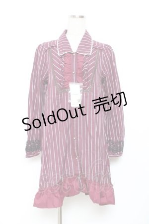 画像: axes femme / ストライプシャツワンピース M ワイン Y-25-11-26-059-AX-TO-SZ-ZI