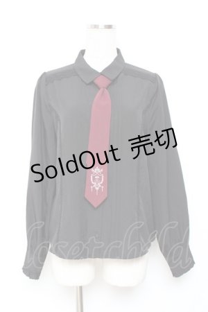 画像: axes femme / 刺繍ネクタイ付ブラウス  黒 Y-25-11-26-063-AX-BL-SZ-ZY