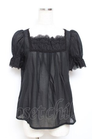 画像: Moi-meme-Moitie / 逆十字レース半袖ブラウス 2 ブラック Y-25-11-26-069-MO-BL-SZ-ZY