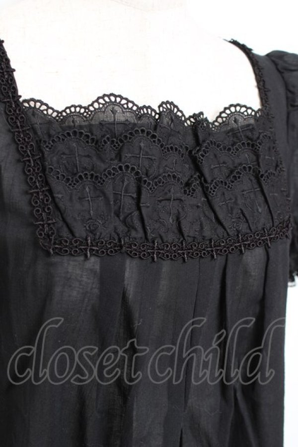 Moi-meme-Moitie / 逆十字レース半袖ブラウス 2 ブラック Y-25-11-26