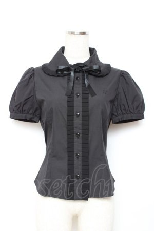 画像: Moi-meme-Moitie / プリーツ半袖ブラウス 2 ブラック Y-25-11-26-070-MO-BL-SZ-ZY