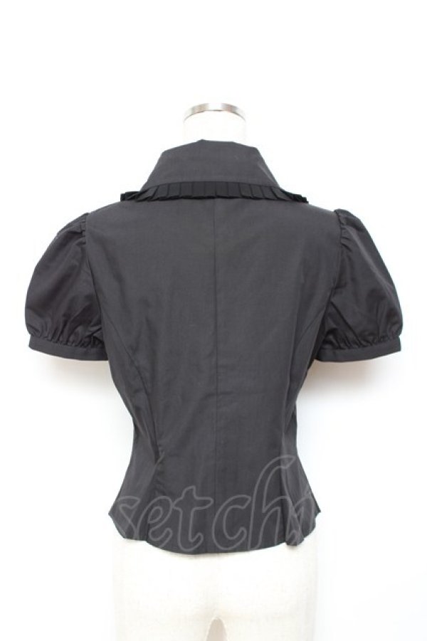 画像2: Moi-meme-Moitie / プリーツ半袖ブラウス 2 ブラック Y-25-11-26-070-MO-BL-SZ-ZY (2)