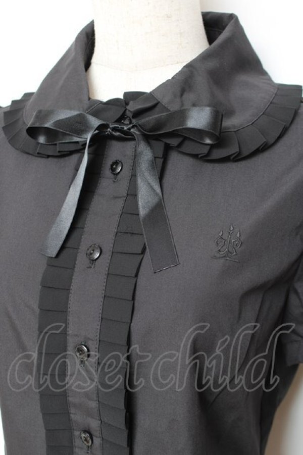 画像4: Moi-meme-Moitie / プリーツ半袖ブラウス 2 ブラック Y-25-11-26-070-MO-BL-SZ-ZY (4)