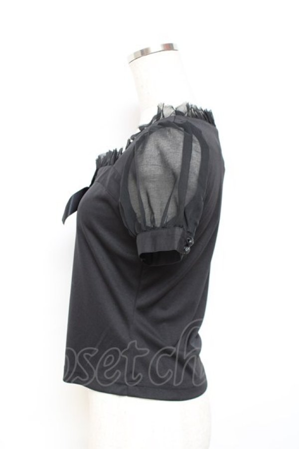 画像2: Moi-meme-Moitie / フリルリボンカットソー 2 ブラック Y-25-11-26-072-MO-TO-SZ-ZY (2)