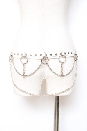 画像: SEX POT ReVeNGe / チェーン付きスカルリングベルト  白 Y-25-11-26-011-SP-ZA-SZ-ZY