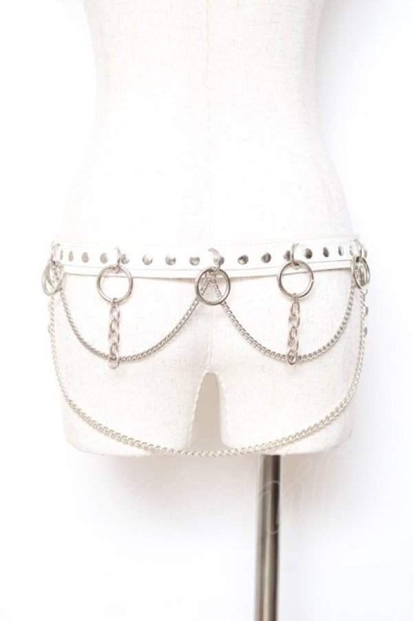 画像1: SEX POT ReVeNGe / チェーン付きスカルリングベルト  白 Y-25-11-26-011-SP-ZA-SZ-ZY (1)