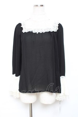 画像: Moi-meme-Moitie / ハイネックレースブラウス M ブラック×ホワイト Y-25-11-26-075-MO-BL-SZ-ZY