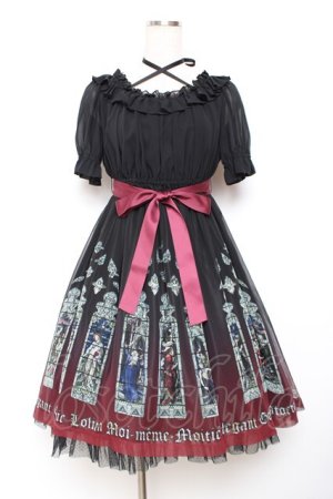 画像: Moi-meme-Moitie / ステンドグラスプリントシフォンワンピース 2 ブラック×レッド Y-25-11-26-078-MO-OP-SZ-ZY