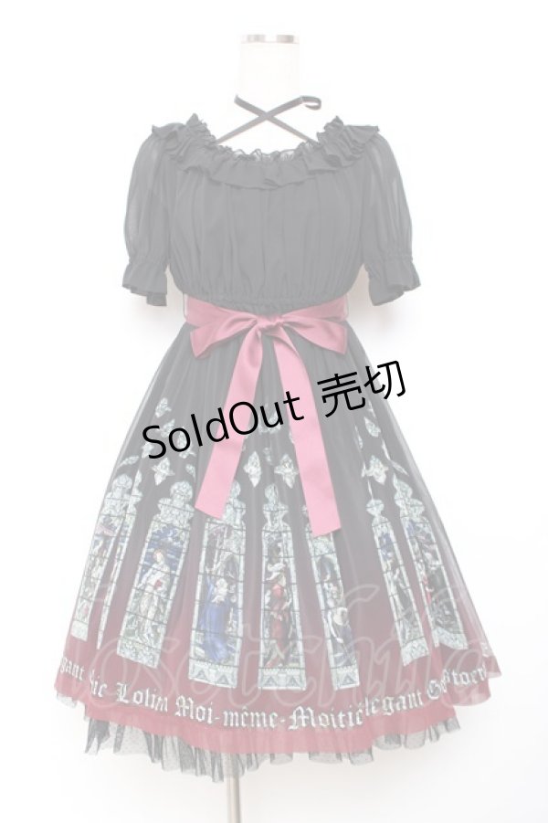 画像1: Moi-meme-Moitie / ステンドグラスプリントシフォンワンピース 2 ブラック×レッド Y-25-11-26-078-MO-OP-SZ-ZS (1)