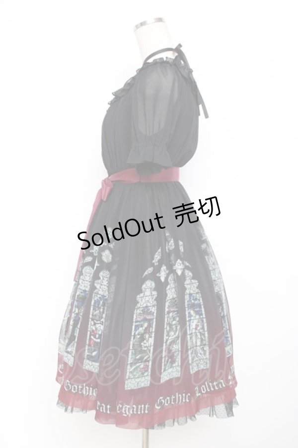 画像2: Moi-meme-Moitie / ステンドグラスプリントシフォンワンピース 2 ブラック×レッド Y-25-11-26-078-MO-OP-SZ-ZS (2)