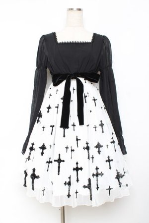 画像: Moi-meme-Moitie / 十字架プリントワンピース 2 ブラックy×ホワイト Y-25-11-26-079-MO-OP-SZ-ZY