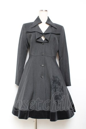 画像: Moi-meme-Moitie / 十字架フレームプリントコート 2 ブラック Y-25-11-26-080-MO-CO-SZ-ZY