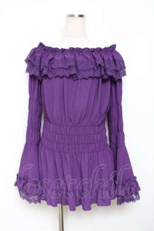 画像: ATELIER PIERROT / Shirring princess sleeve blouse  パープル Y-25-11-26-082-EL-BL-SZ-ZY