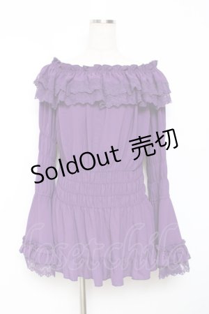 画像: ATELIER PIERROT / Shirring princess sleeve blouse  パープル Y-25-11-26-082-EL-BL-SZ-ZY