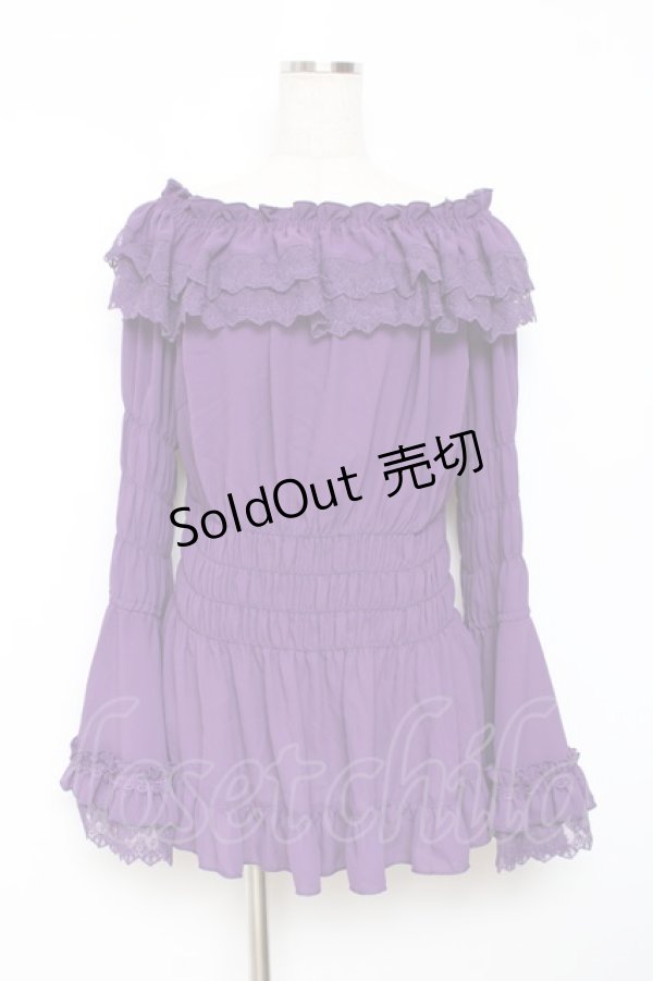 画像1: ATELIER PIERROT / Shirring princess sleeve blouse  パープル Y-25-11-26-082-EL-BL-SZ-ZY (1)