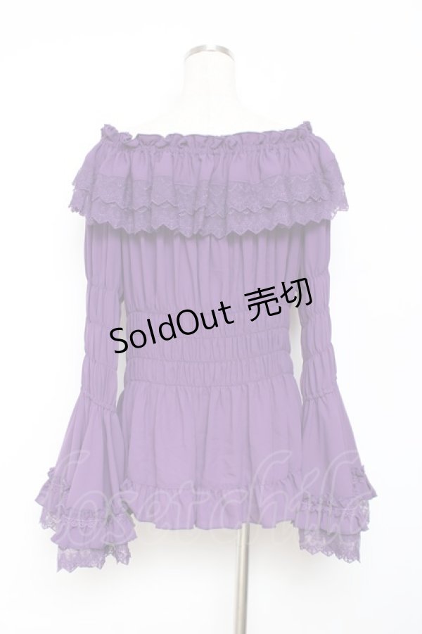 画像2: ATELIER PIERROT / Shirring princess sleeve blouse  パープル Y-25-11-26-082-EL-BL-SZ-ZY (2)