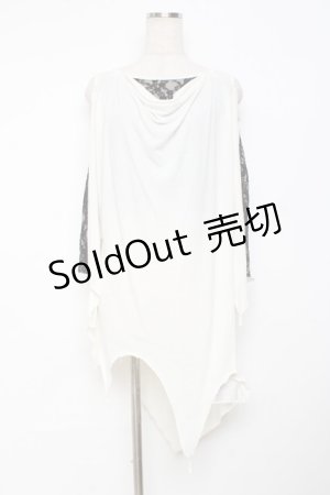 画像: ALGONQUINS / レース切替変形カットソー F 白×黒 Y-25-11-26-085-AL-JA-SZ-ZY