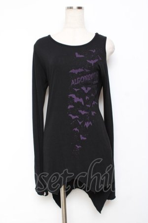 画像: ALGONQUINS / 蝙蝠&ロゴカットソー 1 黒 Y-25-11-26-090-AL-TO-SZ-ZY