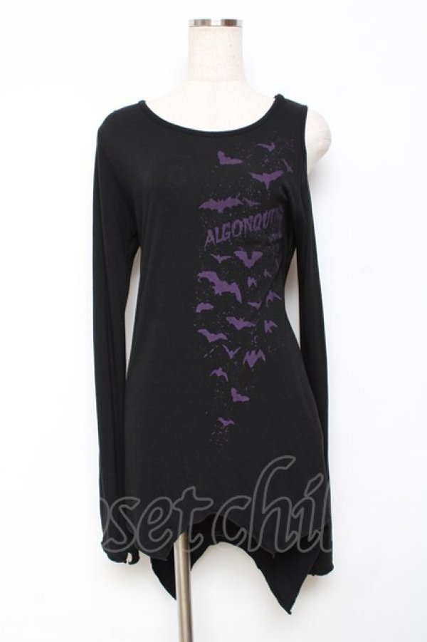 画像1: ALGONQUINS / 蝙蝠&ロゴカットソー 1 黒 Y-25-11-26-090-AL-TO-SZ-ZI (1)