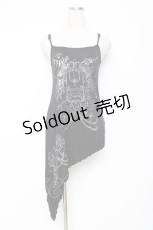 画像: NAOTO SEVEN / プリントアシンメトリーキャミソール  黒 Y-25-11-26-091-HN-TO-SZ-ZY